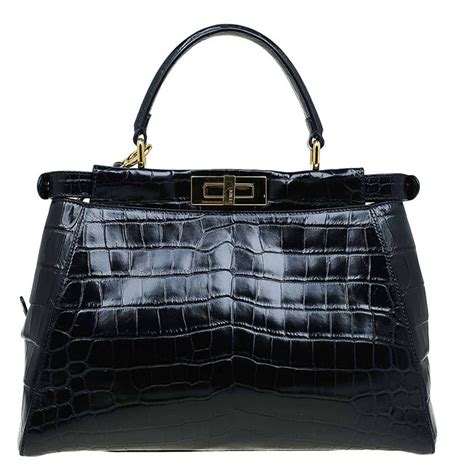 fendi peekaboo medium black|Fendi peekaboo crocodile.